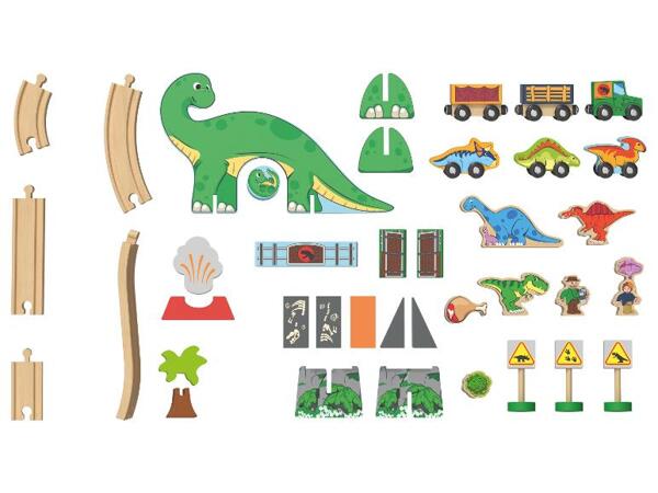 Dřevěná železnice Sada dinosaurů / Statek