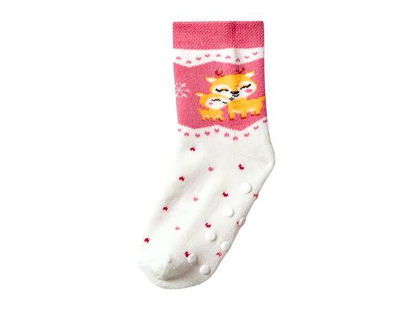 Younger Kids' Cream & White Christmas Thermal Socks - 2 Pairs