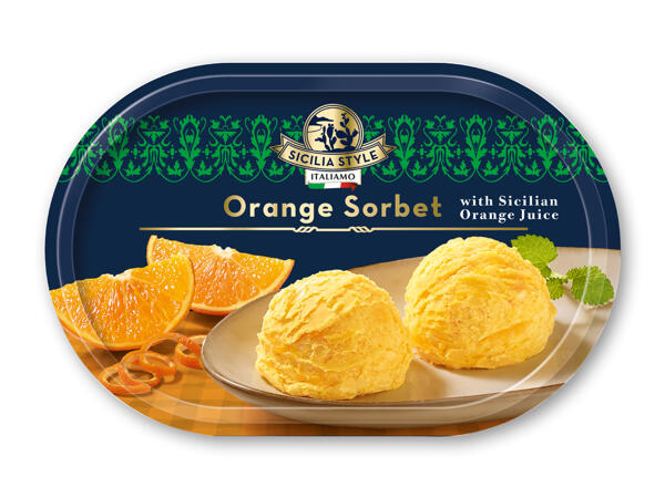 Siciliansk appelsinsorbet eller cassata is