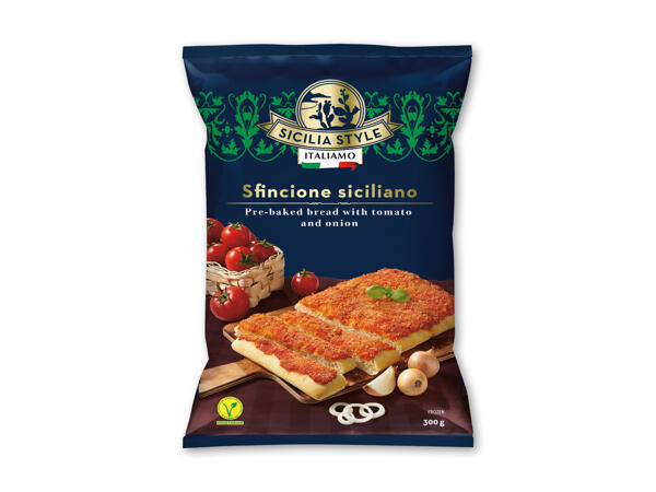 Sfincione sicilianskinspireret pizza