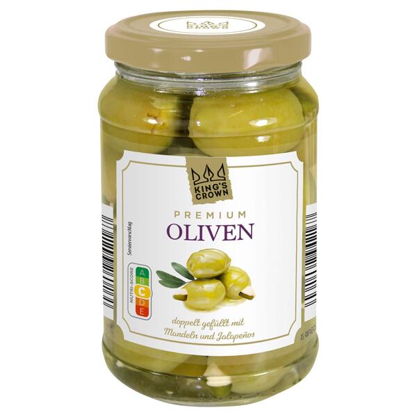 KING´S CROWN Premium-Oliven, doppelt gefüllt 370 ml