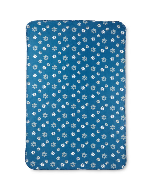 Blue Paw Printed Pet Blanket