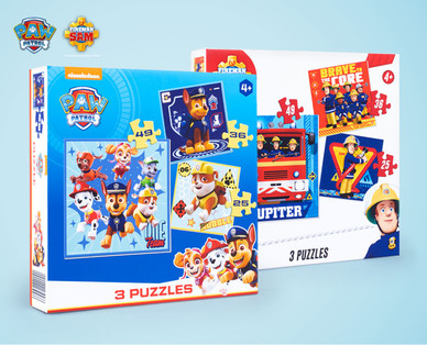 FIREMAN SAM/PAW PATROL 3in1-Puzzle