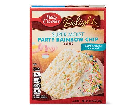 Betty Crocker 
 Delights Cake Mix Rainbow Chip or Triple Chocolate Fudge