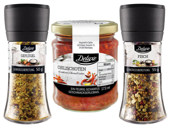 DELUXE Gewürzmühle oder Chilischoten in extra nativem Olivenöl