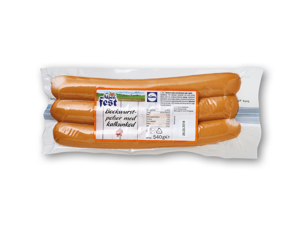 Røgede bockwurstpølser