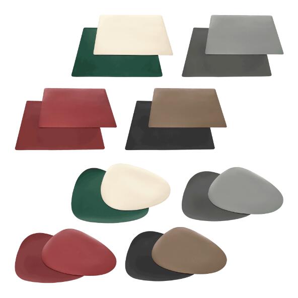HOME CREATION(R) Sets de table métallisés aspect cuir, 2 pcs