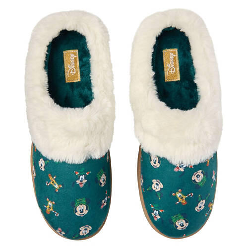 Ladies Disney Christmas Slippers - Green, 9/10
