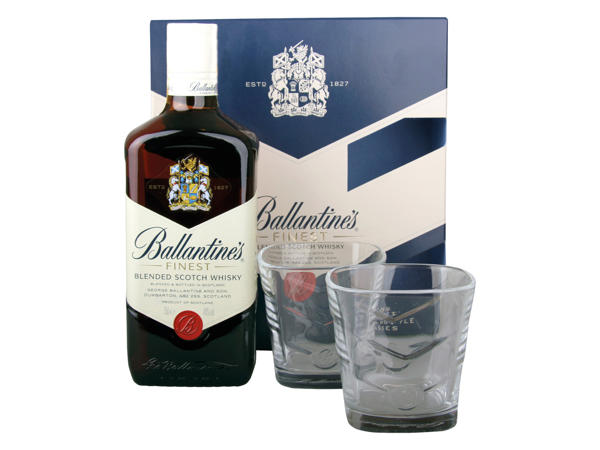 BALLANTINE'S FINEST DÁRKOVÉ BALENÍ SE 2 SKLENIČKAMI