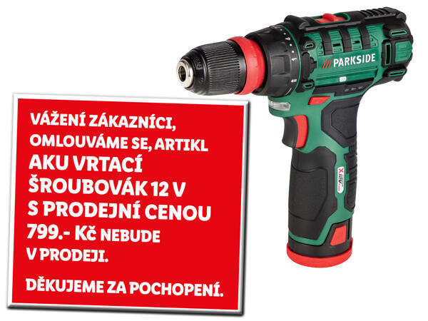 AKU VRTACÍ ŠROUBOVÁK 12 V