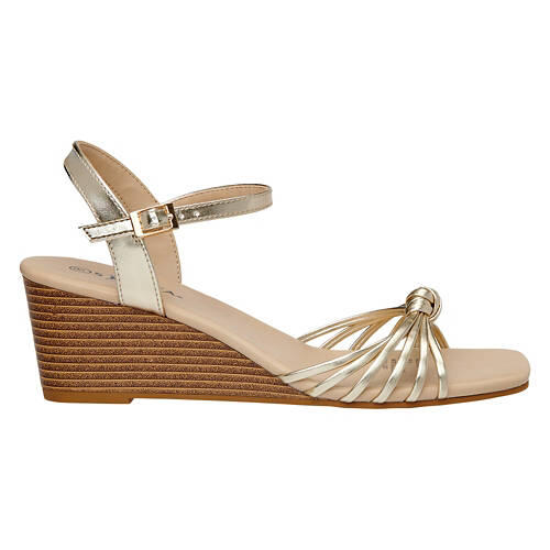 Ladies Fashion Wedge Sandal - Gold, 9