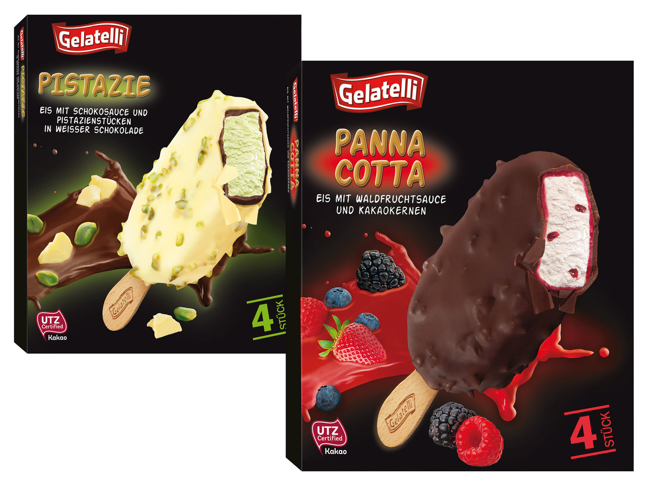 GELATELLI Stieleis mit Sauce