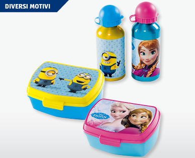 Box per merenda/Borraccia in alluminio MICKEY MOUSE/ANGRY BIRDS/DISNEY