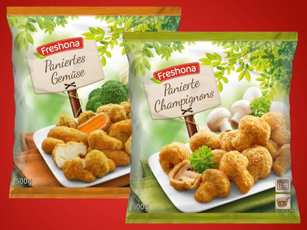 Paniertes Gemüse oder Champignons