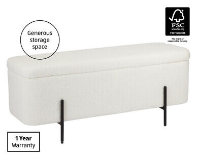 Bouclé Fabric Storage Ottoman