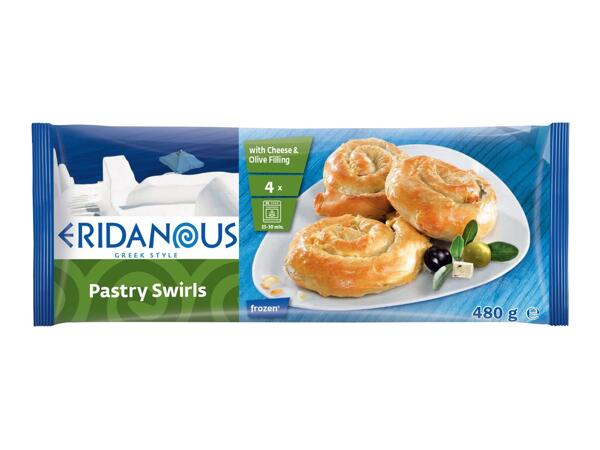 Pastry Swirls with Cheese & Olive Filling