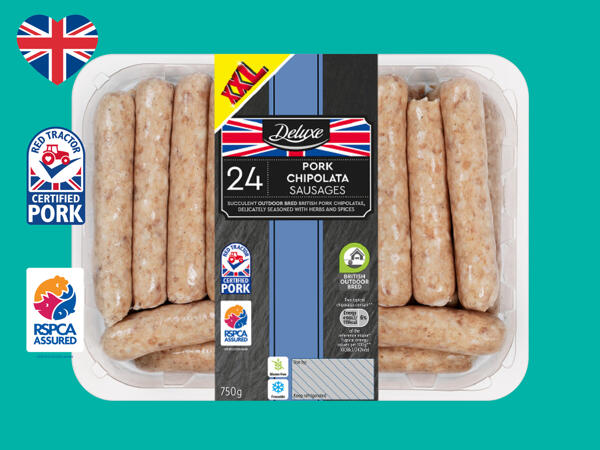 Deluxe 24 British Pork Chipolata Sausages