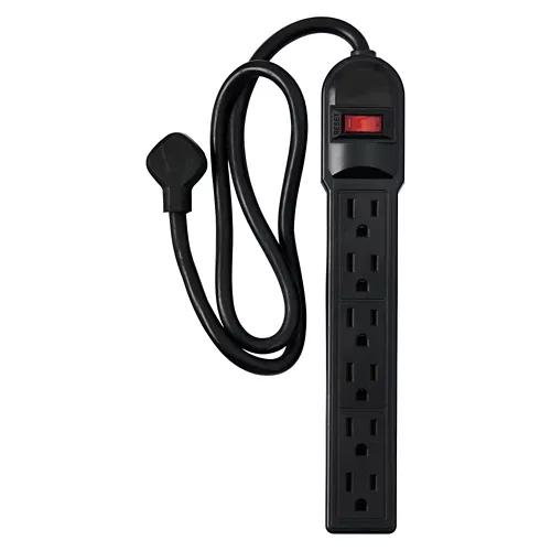 6 Outlet Surge Protector, Black