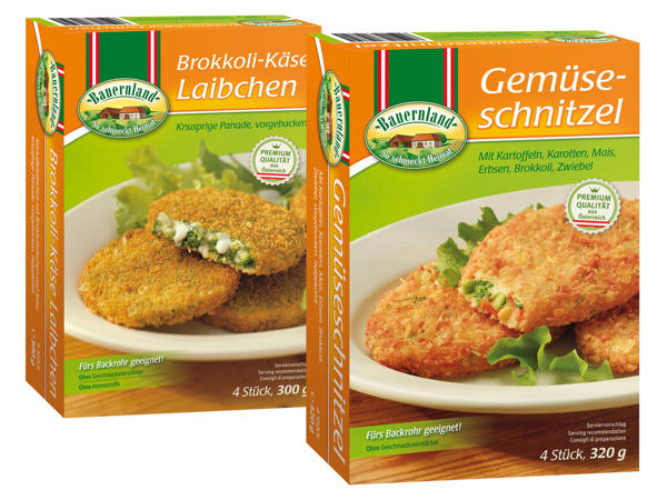 BAUERNLAND Gemüse-Laibchen/Gemüse-Schnitzel
