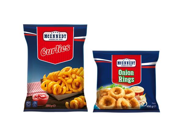 Lökringar/Curly fries
