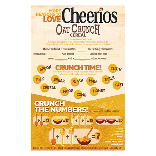 Oats 'n' Honey Oat Crunch Cheerios Cereal, 18.2 oz