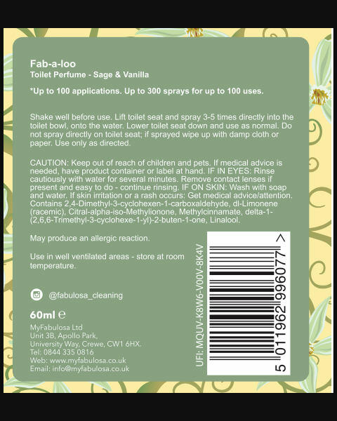 Fab-a-Loo Sage/Vanilla Toilet Spray