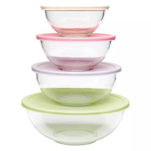 4 Glass Mixing Bowl Set - Multi Color