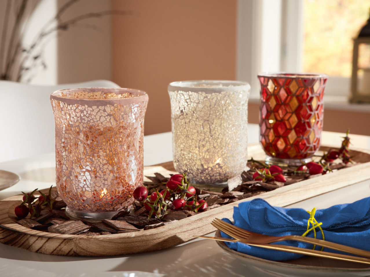 MELINERA Glass Mosaic Tealight Holder