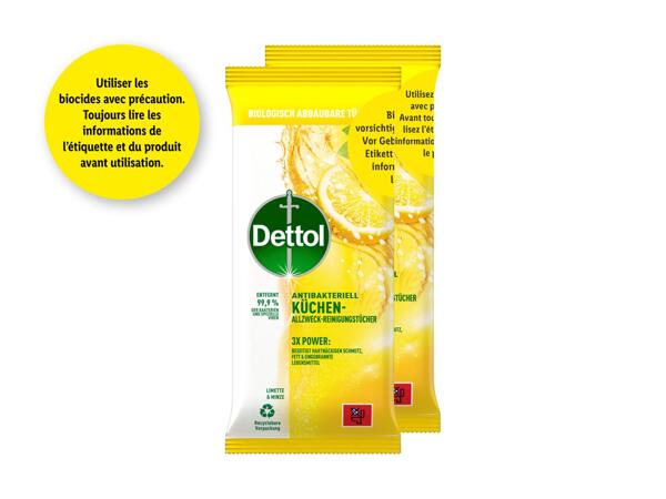 Lingettes nettoyantes cuisine Dettol, pack de 2