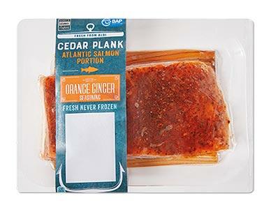Fresh Orange Ginger Atlantic Salmon on a Cedar Plank
