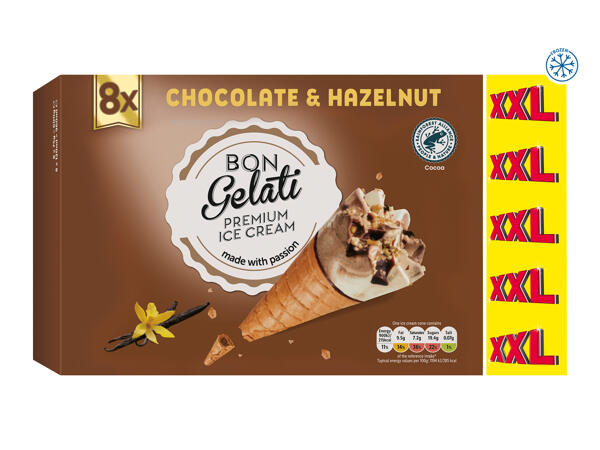 Bon Gelati Chocolate & Hazelnut Ice Cream Cones