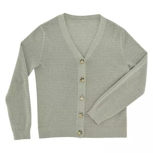 Ladies Pointelle Cardigan - Green, XL