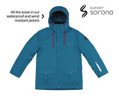 Men's Snowboard Jacket - Blue with Red Trims