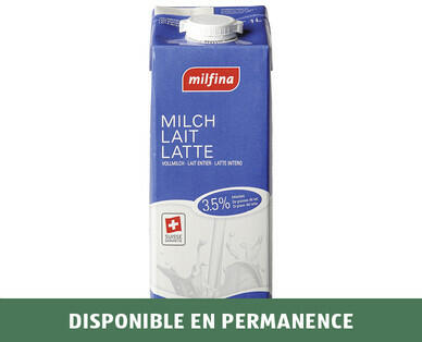 MILFINA 
 LAIT ENTIER UHT 3,5 % DE MAT. GRASSES*