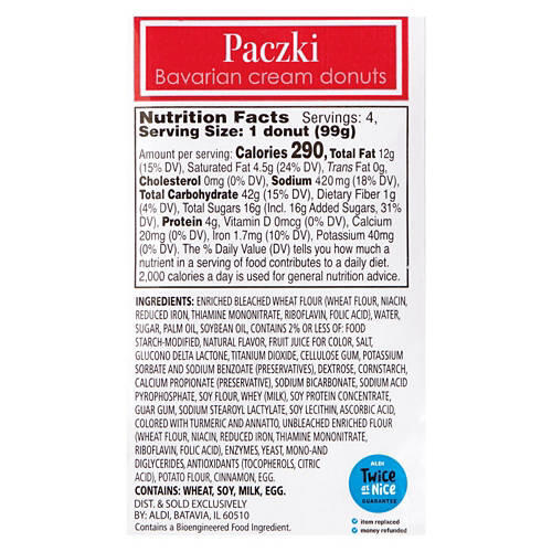 Paczki Bavarian Cream Donuts, 4 count