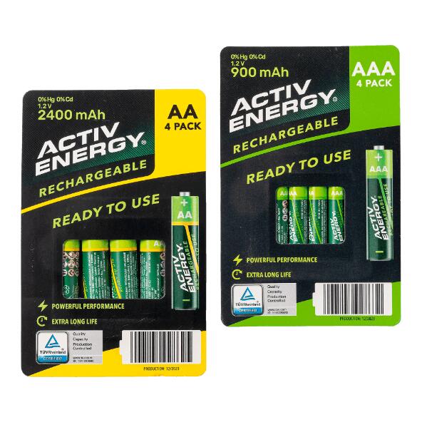 ACTIV ENERGY(R) 				Aufladbare Batterien, 4 St.