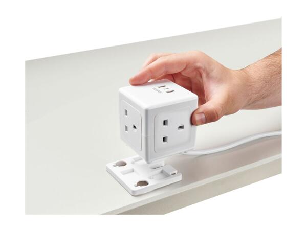 Tronic Socket Cube With USB Ports - White
