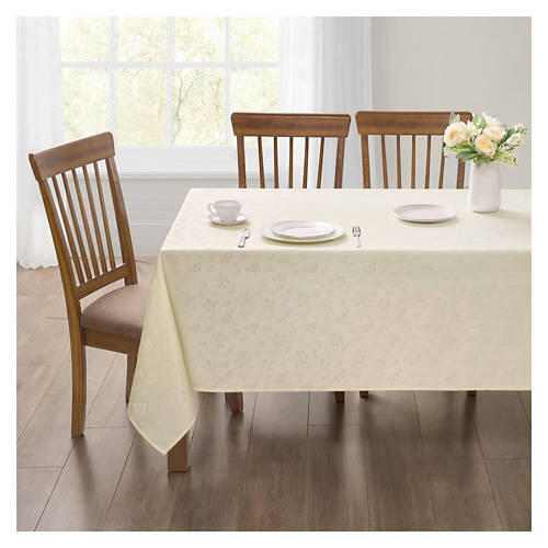 60" x 84" Premium Jacquard Tablecloth - White