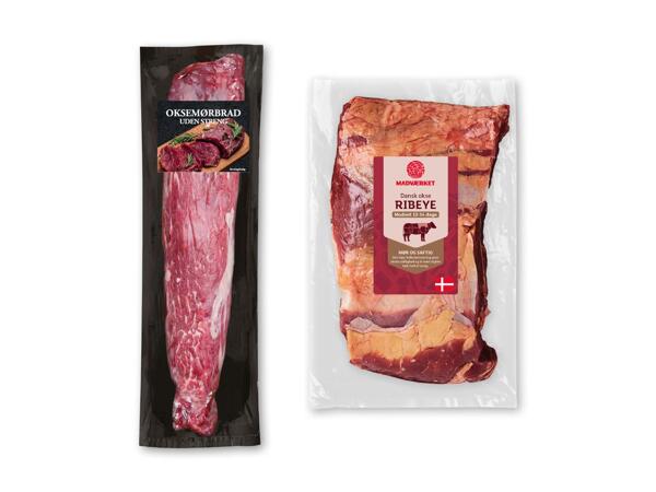 MADVÆRKET Hel oksemørbrad eller ribeyefilet