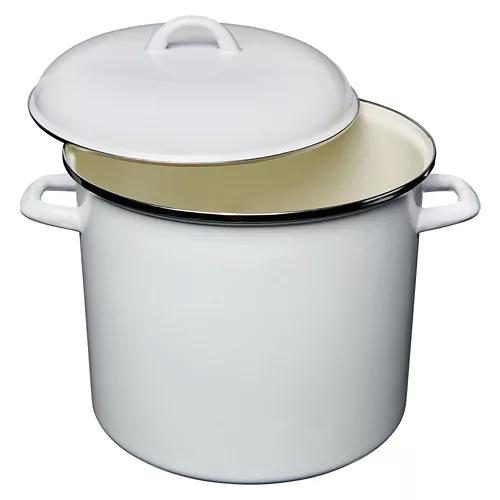 12 Quart Porcelain Enamel Stock Pot, Matte Cream