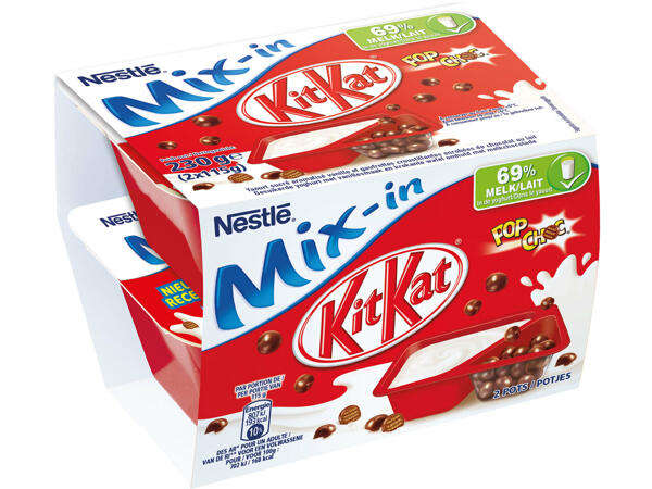 Yaourt Smarties à la fraise ou Kitkat pop choc
