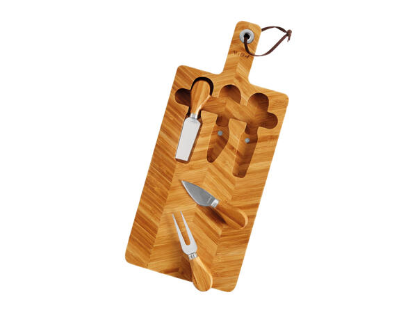 VonShef Herringbone Cheese Board & Knife Set