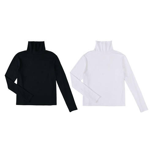 2 Pack Ladies Turtleneck Top - Black & White, L