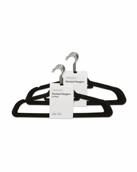 Black Flocked Coat Hangers 20 Pack