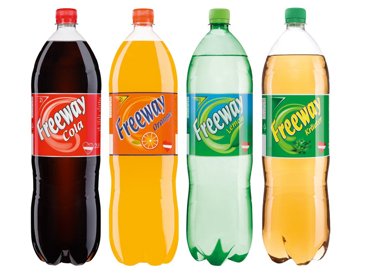 FREEWAY Cola, Orangen-, Zitronen-, Kräuterlimonade