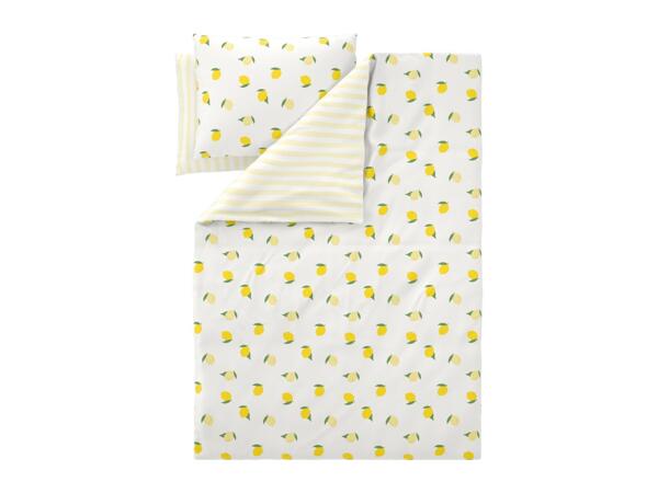 Microfibre Satin Duvet Cover Set With Lemon Pattern - King