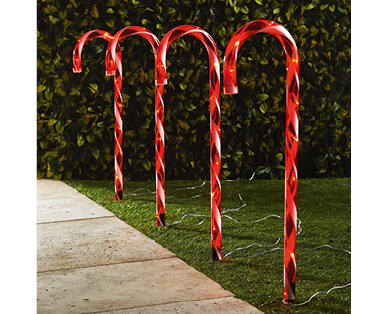 LED Solar Candy Cane Lights 4pk