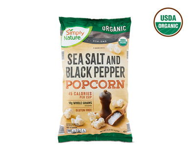 Simply Nature Organic White Cheddar or Sea Salt & Black Pepper Popcorn