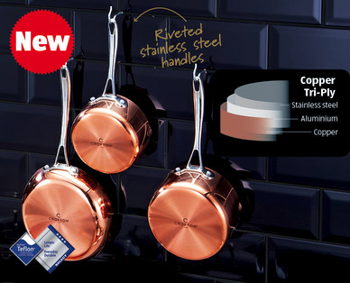 Tri-Ply Copper Milk Pan, Saucepan and Frying Pan