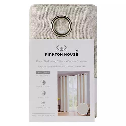 84" Room Darkening Window Curtains - Beige, 2 pack